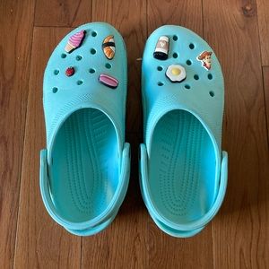 Teal Crocs WITH Jibitz